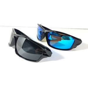 Two Set of Dubery D120 D620 Black Blue Len Polished Black Wrap Unisex Sunglasses